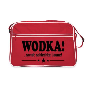 Wodka trinken Schlechte Laune Alkohol Saufen - Retro Tasche - Rot/Weiß - Vorne