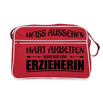 Erzieherin-heiss aussehen und hart arbeiten - Retro Tasche - Rot/Weiß - Vorne