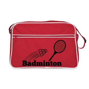 Texte de badminton avec navette et raquette - Sac Retro - rouge/blanc - Devant