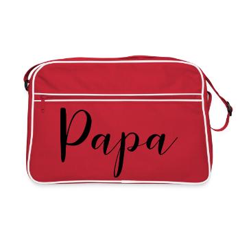 Papa Design für alle Väter - Retro Tasche - Rot/Weiß - Vorne