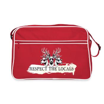 respect the locals, deer, chamois, buck, alm, forest, wild - Retro Bag - red/white - Front