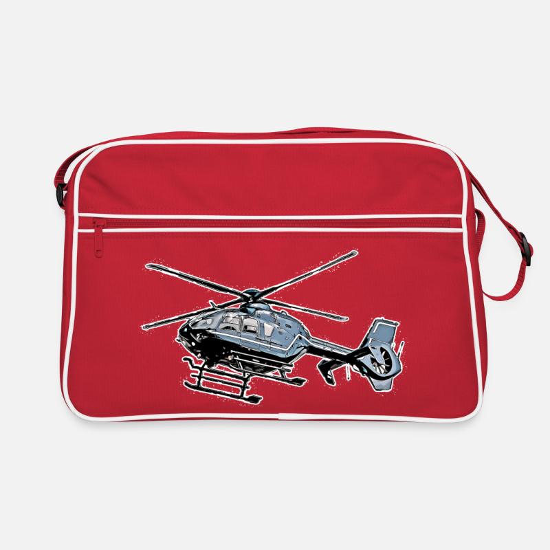 Hubschrauber - Retro Tasche - Rot/Weiß