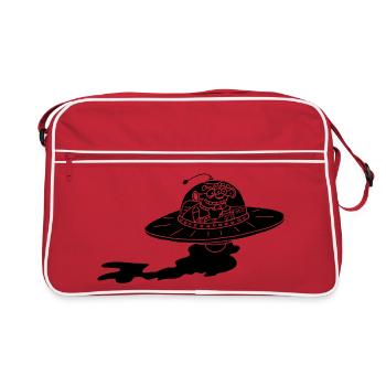 Vaisseau spatial extraterrestre (noir) - Sac Retro - rouge/blanc - Devant