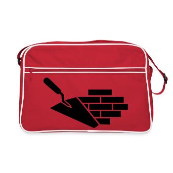 Logo Maurer avec truelle et brique - Sac Retro - rouge/blanc - Devant