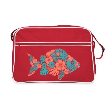 Silhouette du poisson fleur tropical - Sac Retro - rouge/blanc - Devant