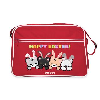 Cats with Rabbit Ear Bands - Retro Bag - red/white - Front