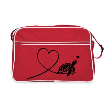 Tortue au cœur Conservation marine Bien-être animal - Sac Retro - rouge/blanc - Devant