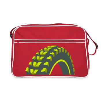 MTB Bicycle Tire Graphic - Retro Bag - red/white - Front