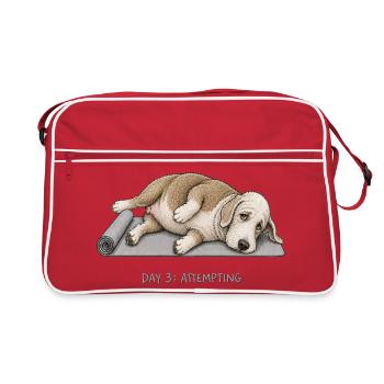 Bedlington Terrier Yoga Dog Day 3 Attempting - Retro Bag - red/white - Front