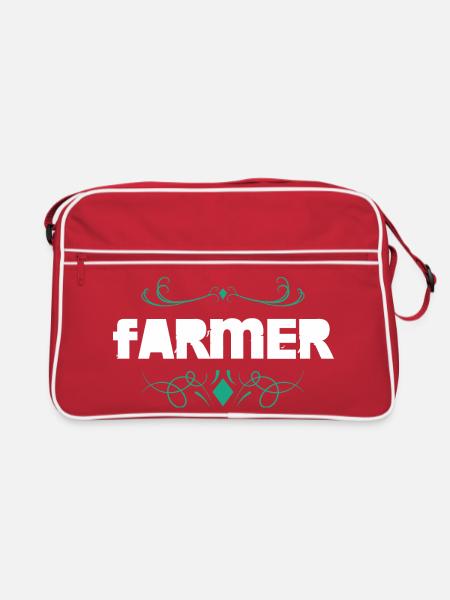 Bauer Schrift Ornament - Retro Tasche - Rot/Weiß
