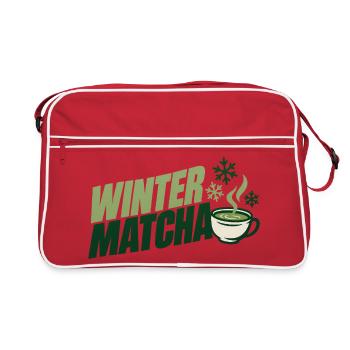 Grüne Winter Matcha Tasse - Retro Tasche - Rot/Weiß - Vorne
