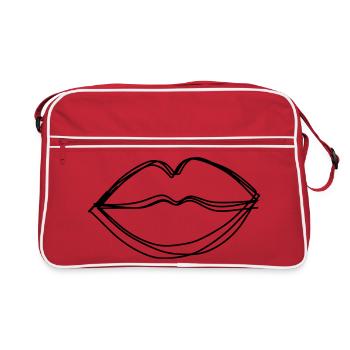 Kussmund handgezeichnet - Retro Tasche - Rot/Weiß - Vorne