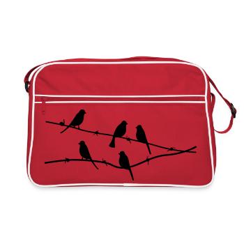 birds Vögel - Retro Tasche - Rot/Weiß - Vorne