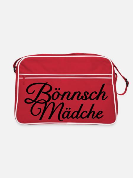 Bönnsch Mädche - Ein Mädel aus Bonn am Rhein - Retro Tasche - Rot/Weiß - Vorne