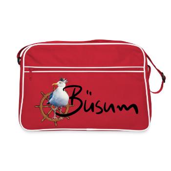 Königsvogel am Steuerrad - Retro Tasche - Rot/Weiß - Vorne