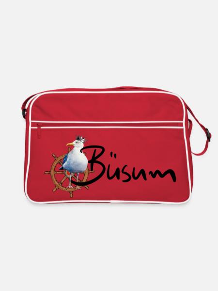Königsvogel am Steuerrad - Retro Tasche - Rot/Weiß - Vorne