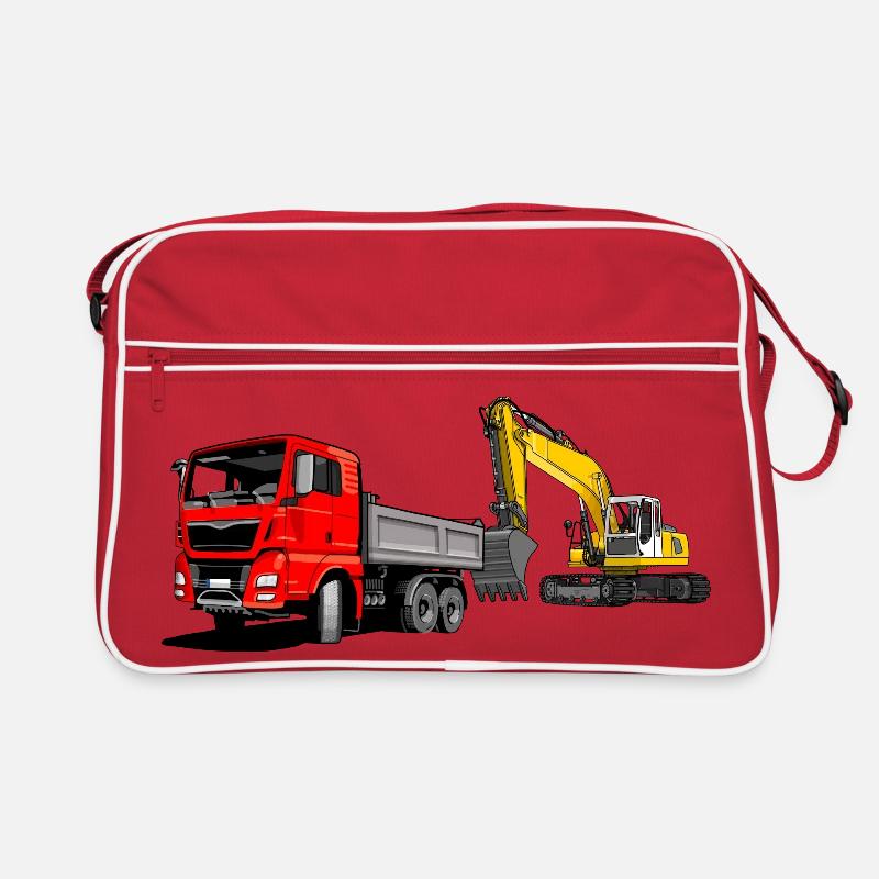 Lastauto mit Bagger Retro Tasche
