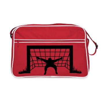 Goalkeeper with hands wide transparent shadow figure - Retro Bag - red/white - Front