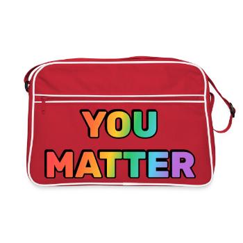 You Matter Rainbow Gradient Text - Retro Bag - red/white - Front