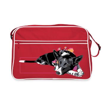 Border Collie III - Retro Bag - red/white - Front
