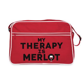 My Therapy Is Merlot Funny Wine Saying - Retro Bag - red/white - Front