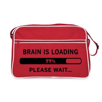 Brain Is Loading Please Wait Lustiger Spruch - Retro Bag - red/white - Front