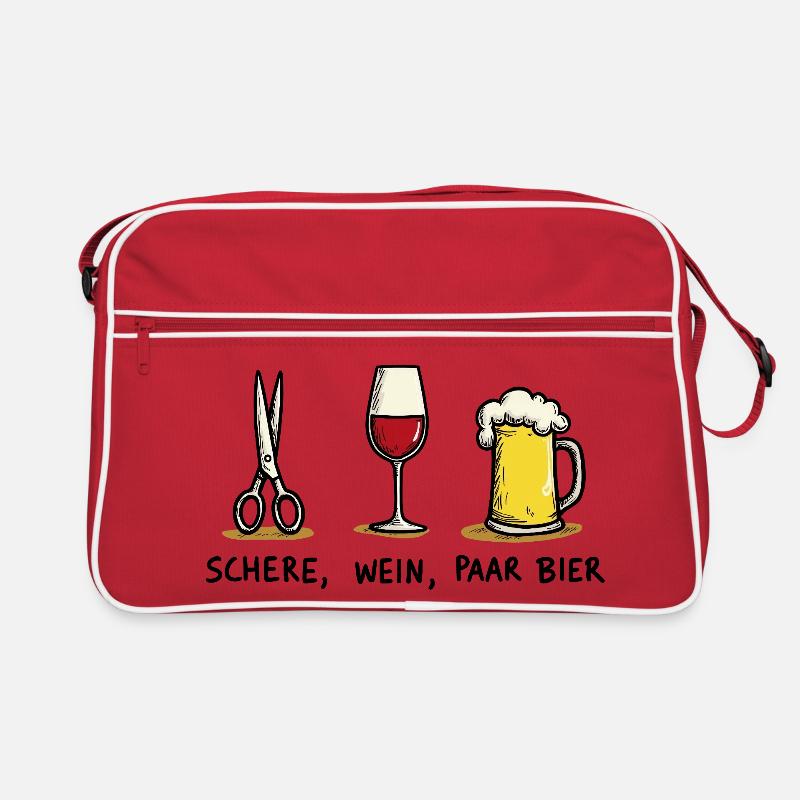 Ciseaux, vin, couple, bière, drôle, jeu de mots de fête Sac Retro