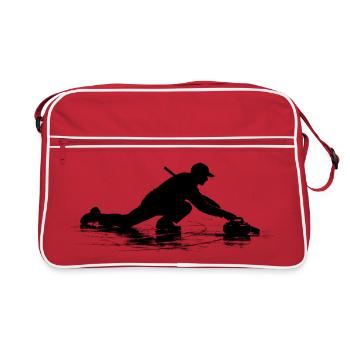 Joueur de curling sport Sports d’hiver Précision sur glace - Sac Retro - rouge/blanc - Devant