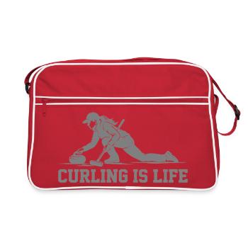 Curling Is Life Winter Sports Fan - Retro Bag - red/white - Front