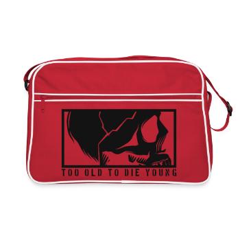 TOO OLD TO DIE YOUNG Skull Skeleton Rocker - Retro Bag - red/white - Front