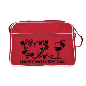 Bonne fête des mères Vin, cœur, fête des mères - Sac Retro - rouge/blanc - Devant