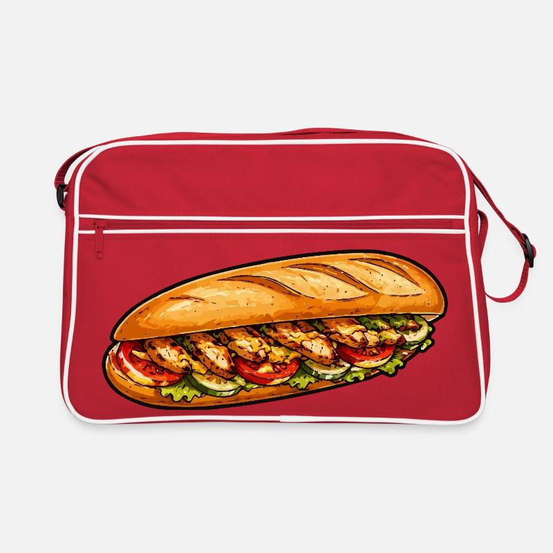 Frisch belegtes Baguette-Sandwich Retro Tasche