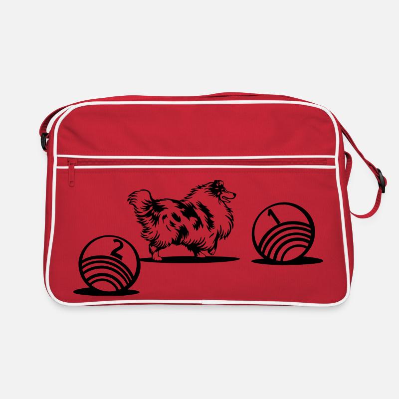 Collie à poil long Driftball Sport (teintur) - Sac Retro - rouge/blanc