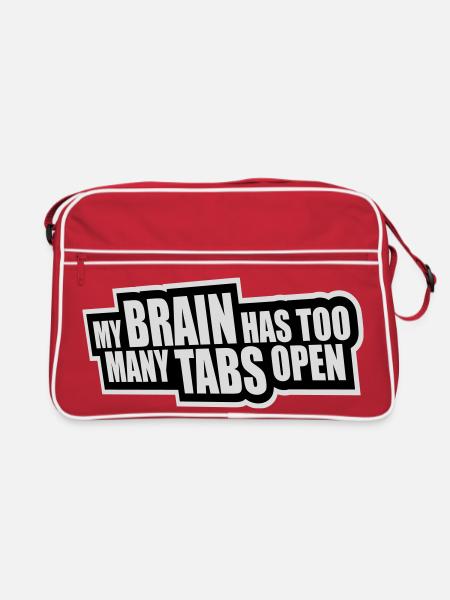 My Brain Has Too Many Tabs Open Lustig Grübeln - Retro Tasche - Rot/Weiß - Vorne