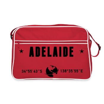 Adelaide Australia Coordinates Gps Globe - Retro Bag - red/white - Front