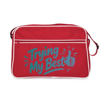 Trying My Best - Achtsamkeit Spruch - Retro Tasche - Rot/Weiß - Vorne