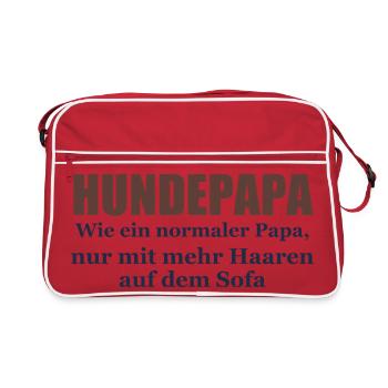Hundepapa – Wie ein normaler Papa - Retro Tasche - Rot/Weiß - Vorne