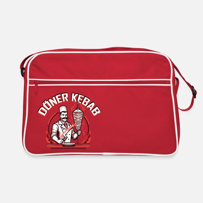 Offizielles Cyber Döner Kebab T-Shirt - Retro Tasche - Rot/Weiß