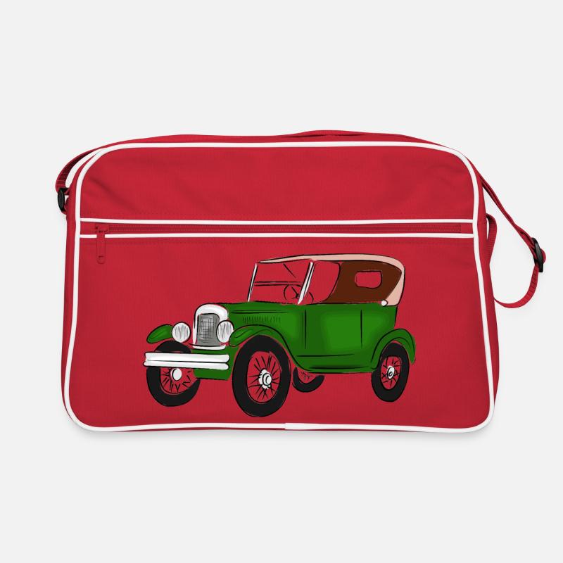 Oldtimerfarbenfroh, - Retro Tasche - Rot/Weiß