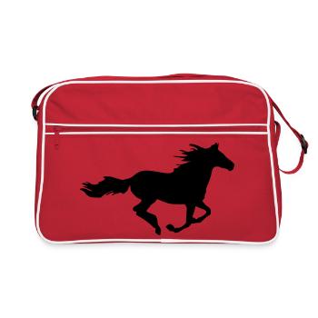 Horses, horse, riding,pony, cowboy, trot, Gallop - Retro Bag - red/white - Front