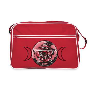 Triple Lune Triquetra Lune avec Pentagramme - Sac Retro - rouge/blanc - Devant