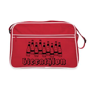 Bierathlon, Beer, Biathlon, Puns, Puns - Retro Bag - red/white - Front