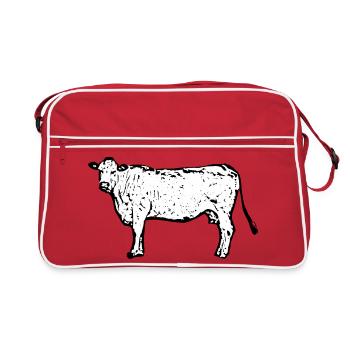 Kuh - Retro Tasche - Rot/Weiß - Vorne