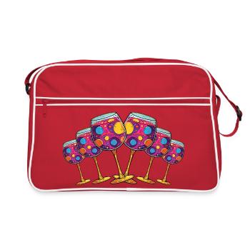 Wine glass symbol toast - Retro Bag - red/white - Front