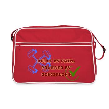 Construit par la douleur, alimenté par la discipline - Sac Retro - rouge/blanc - Devant