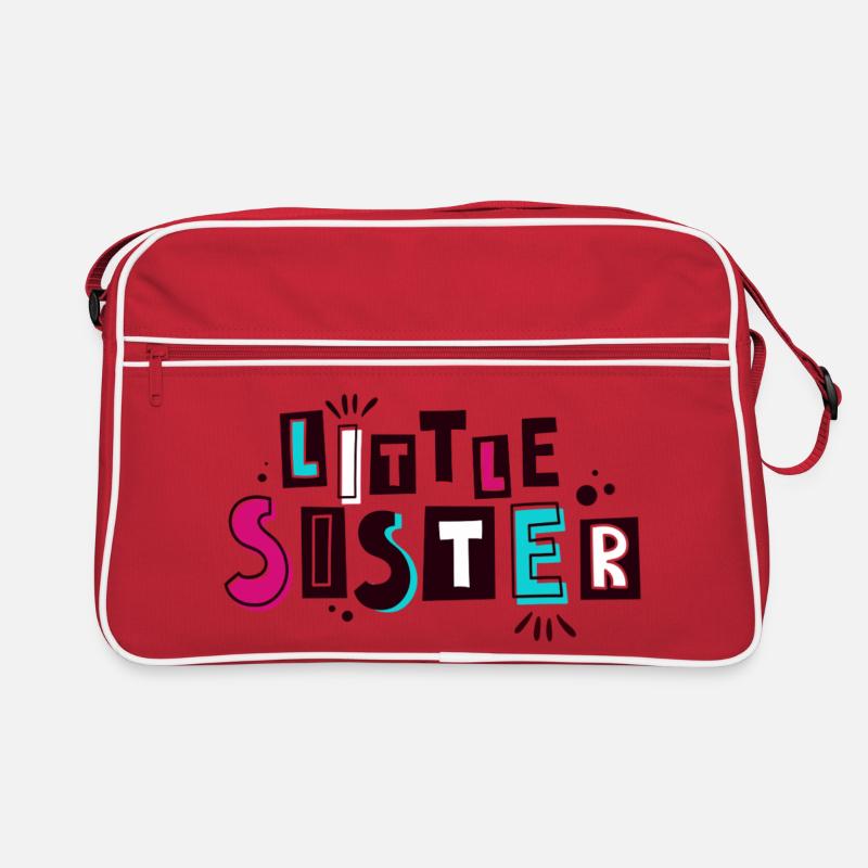 Kleine Schwester - Retro Tasche - Rot/Weiß