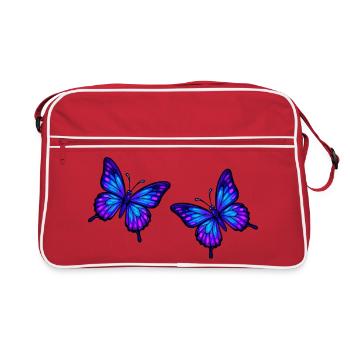 Papillons Bleu Néon - Sac Retro - rouge/blanc - Devant