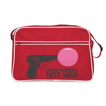 Faire des bulles pas la guerre - Arme ironique drôle - Sac Retro - rouge/blanc - Devant