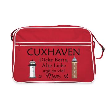 Cuxhaven, phares dessinés à la main, vieil amour - Sac Retro - rouge/blanc - Devant
