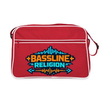 Bassline Religion Neon Logo - Retro Tasche - Rot/Weiß - Vorne